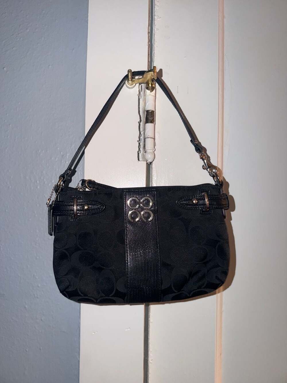 Coach Colette Signature Mini Shoulder Bag Black Canvas
